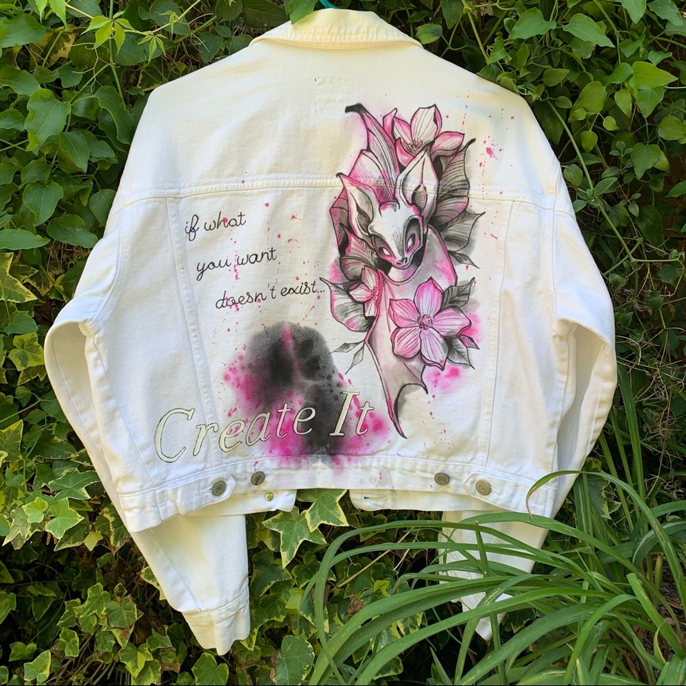 Hand Painted Denim Jacket - “Creatively Batty”